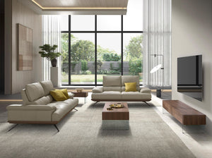 2-seater sofa in taupe gray leather