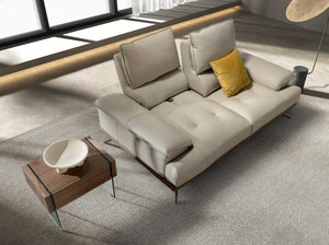 2-seater sofa in taupe gray leather