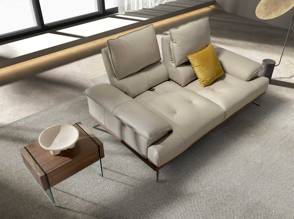 2-seater sofa in taupe gray leather