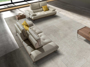 2-seater sofa in taupe gray leather