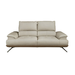 2-seater sofa in taupe gray leather