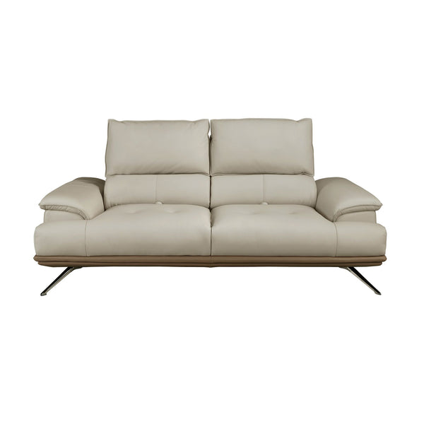 2-seater sofa in taupe gray leather
