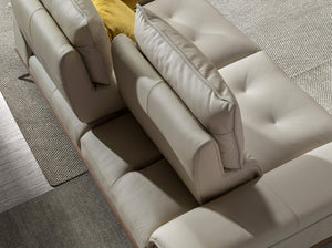 2-seater sofa in taupe gray leather