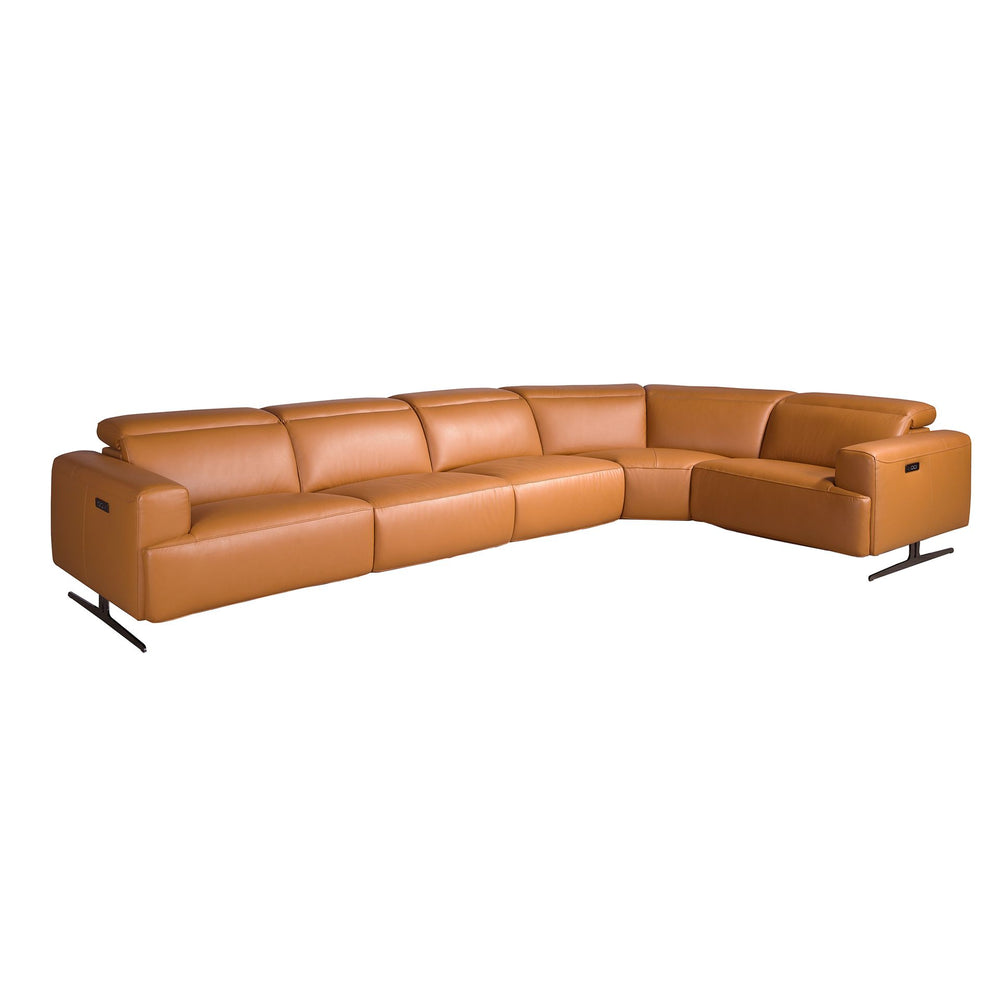 Modular relax corner sofa in brown leather