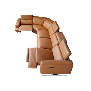 Modular relax corner sofa in brown leather