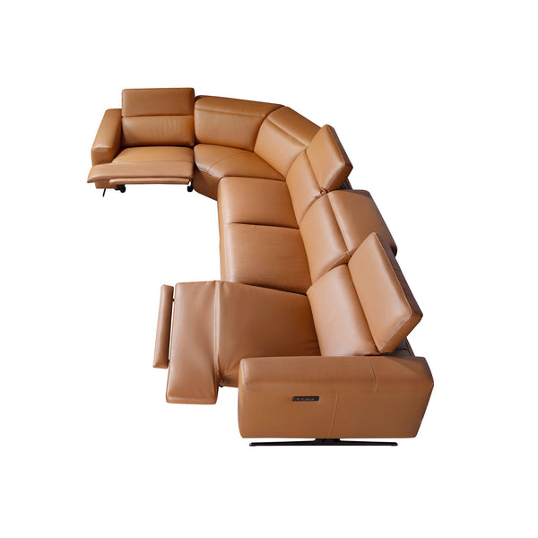 Modular relax corner sofa in brown leather