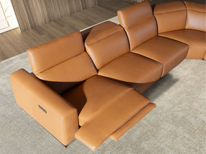 Modular relax corner sofa in brown leather