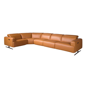 Modular relax corner sofa in brown leather