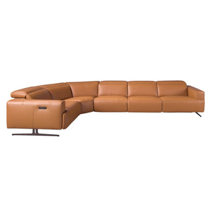 Modular relax corner sofa in brown leather