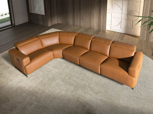 Modular relax corner sofa in brown leather