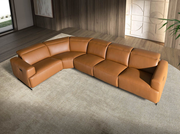 Modular relax corner sofa in brown leather