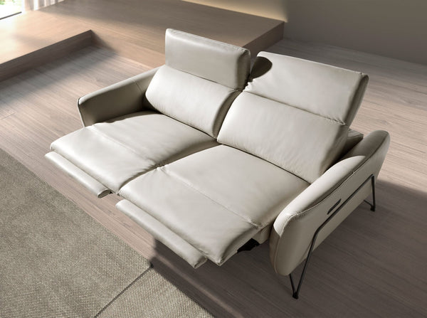 3-seater relaxation sofa in sand leather
