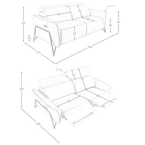 2-seater relaxation sofa in sand leather