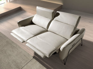 2-seater relaxation sofa in sand leather