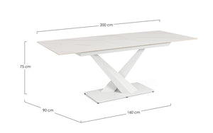 Extendable Dining Table 160–200 cm – White Modern Table
