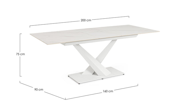Extendable Dining Table 160–200 cm – White Modern Table