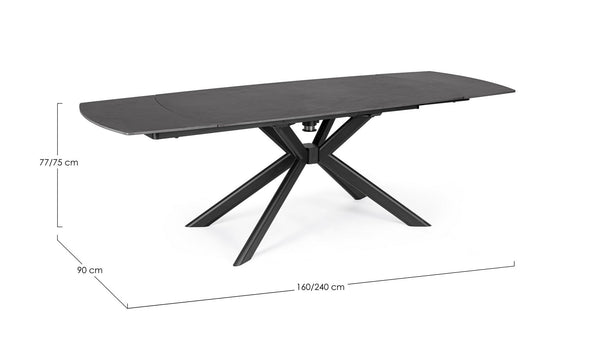 Extendable Dining Table 160–240 cm – Black Modern Table