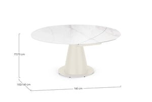 Extendable Dining Table 160 cm – Cream Modern Table