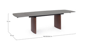 Extendable Dining Table 180–260 cm – Walnut & Grey Modern Table