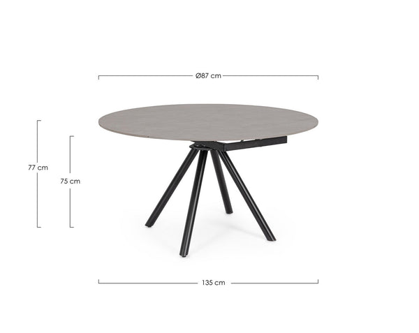 Extendable Round Dining Table 87–135 cm Black and Grey Finish
