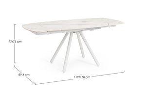 Extendable Dining Table 119–178 cm White Finish