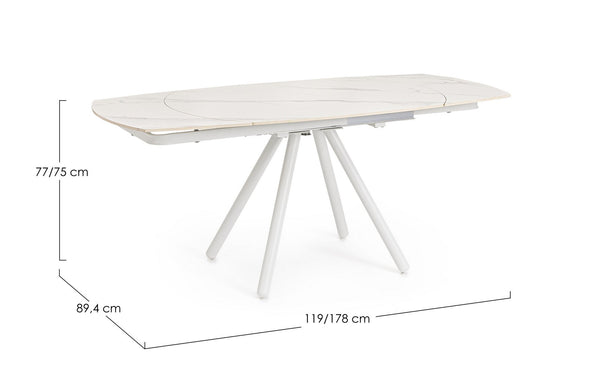 Extendable Dining Table 119–178 cm White Finish