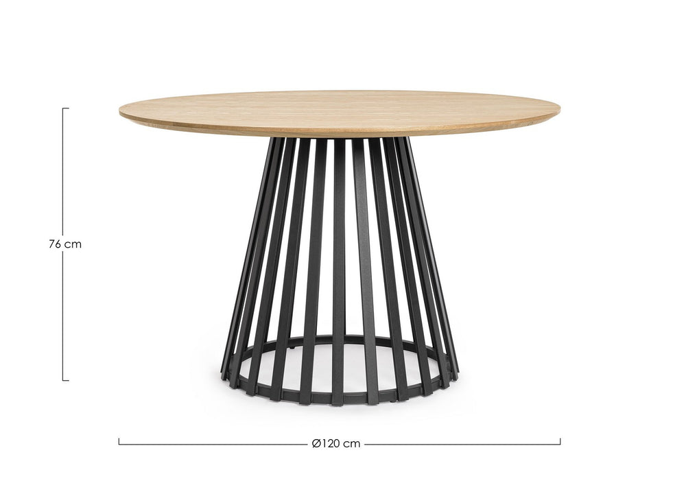 Round Dining Table Ø120 cm Black and Natural Finish