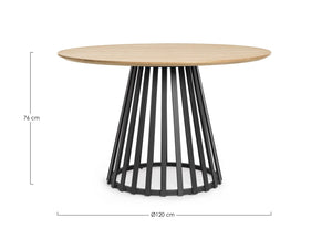 Round Dining Table Ø120 cm Black and Natural Finish
