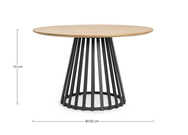 Round Dining Table Ø120 cm Black and Natural Finish