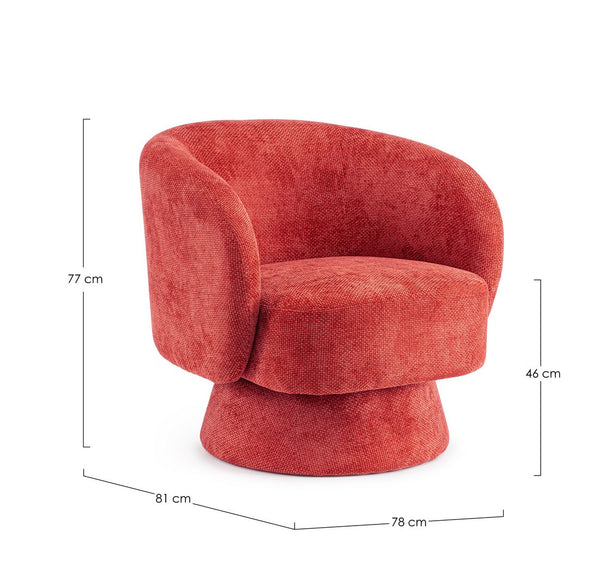 Swivel Armchair Cherry Upholstered