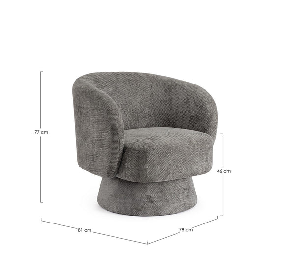 Swivel Armchair Dark Grey Upholstered