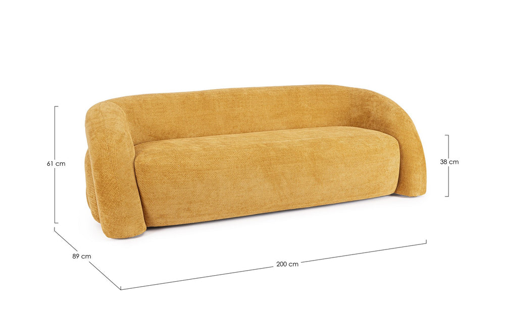 3-Seater Sofa Mustard Upholstered L200