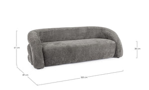 3-Seater Sofa Dark Grey Upholstered L200