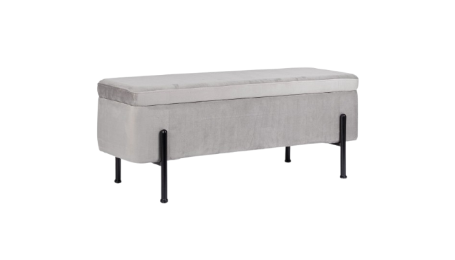 2-Seater Storage Bench 110 cm – Light Grey Modern Seating