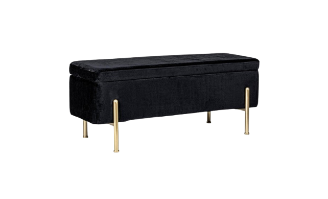 2-Seater Storage Bench 110 cm – Black Modern Seating