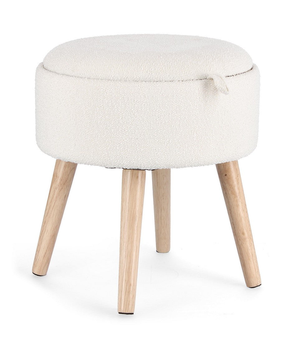 Storage Stool 42.5 cm – White Modern Seating with Hidden Storage