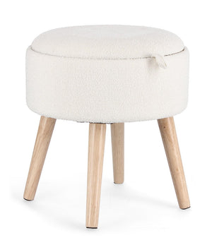 Storage Stool 42.5 cm – White Modern Seating with Hidden Storage