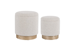 Set of 2 Storage Poufs – Light Grey Modern Seating with Hidden Storage
