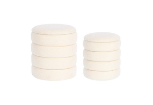 Set of 2 Storage Poufs – White Bouclé Modern Seating