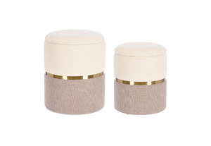 Set of 2 Storage Poufs – White & Pink Modern Seating with Hidden Storage
