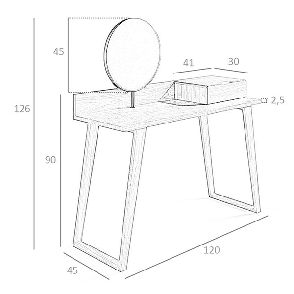 Walnut dressing table with mirror