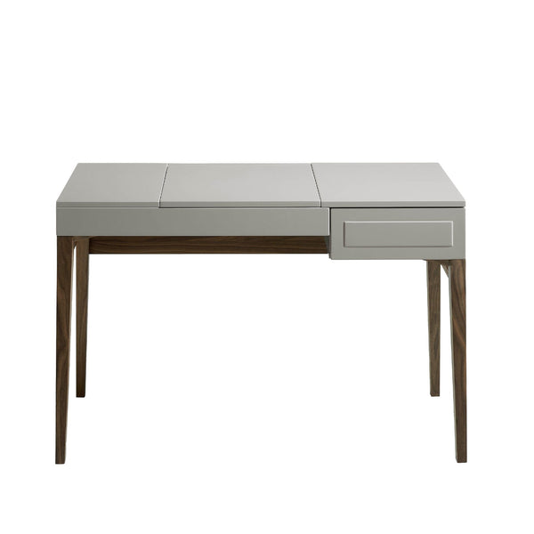 Gray and walnut dressing table with mirror