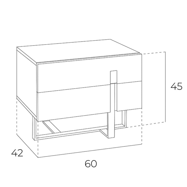 White wood and chrome steel bedside table