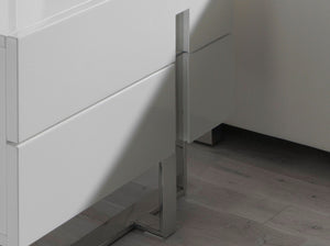 White wood and chrome steel bedside table