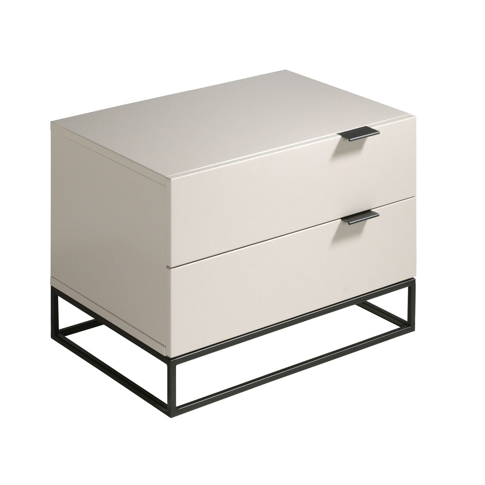 Bedside table in gray wood and black steel