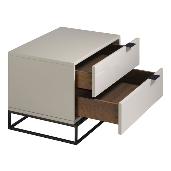 Bedside table in gray wood and black steel