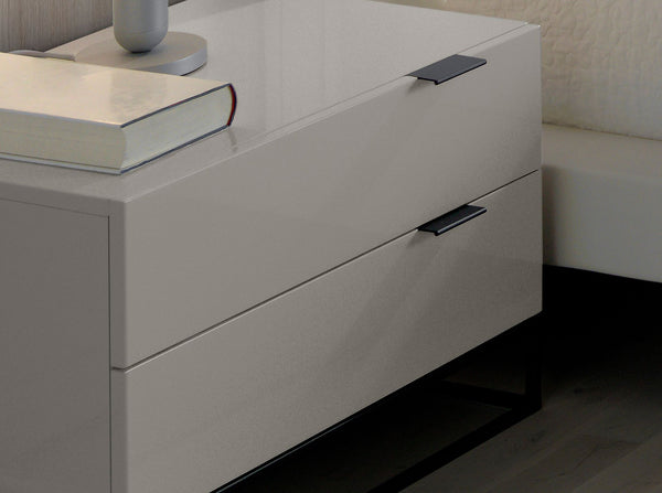 Bedside table in gray wood and black steel