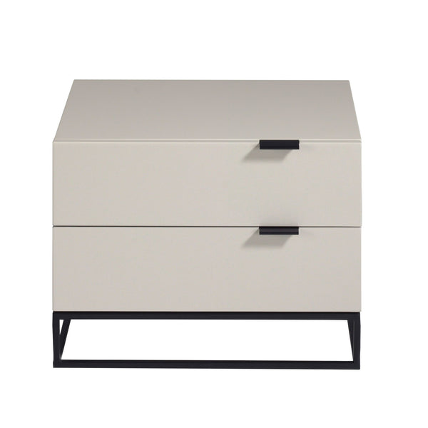 Bedside table in gray wood and black steel