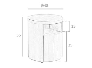 White wooden bedside table