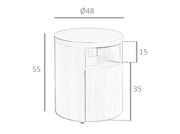 White wooden bedside table